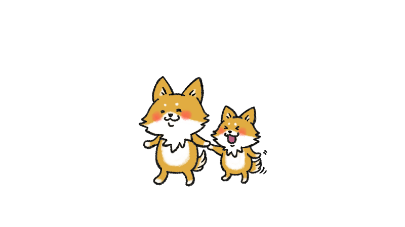 柴犬の親子のイラスト